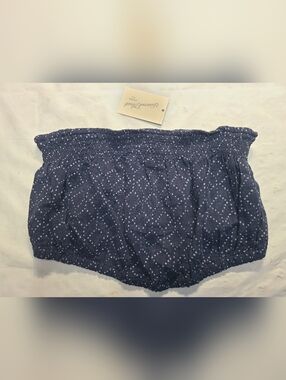 Women's Crinkle Gauze Tube Top Universal Thread Navy Blue Floral Size Medium